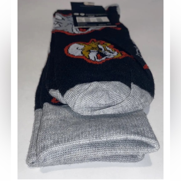 Tom and Jerry Crew Socks 1 Pair Men's 8-12 Black Gray w Faces Cartoon Cat Mouse - Picture 9 of 10